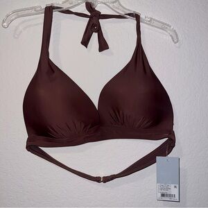 NWT Antonio Melani Brown Halter Bikini Top